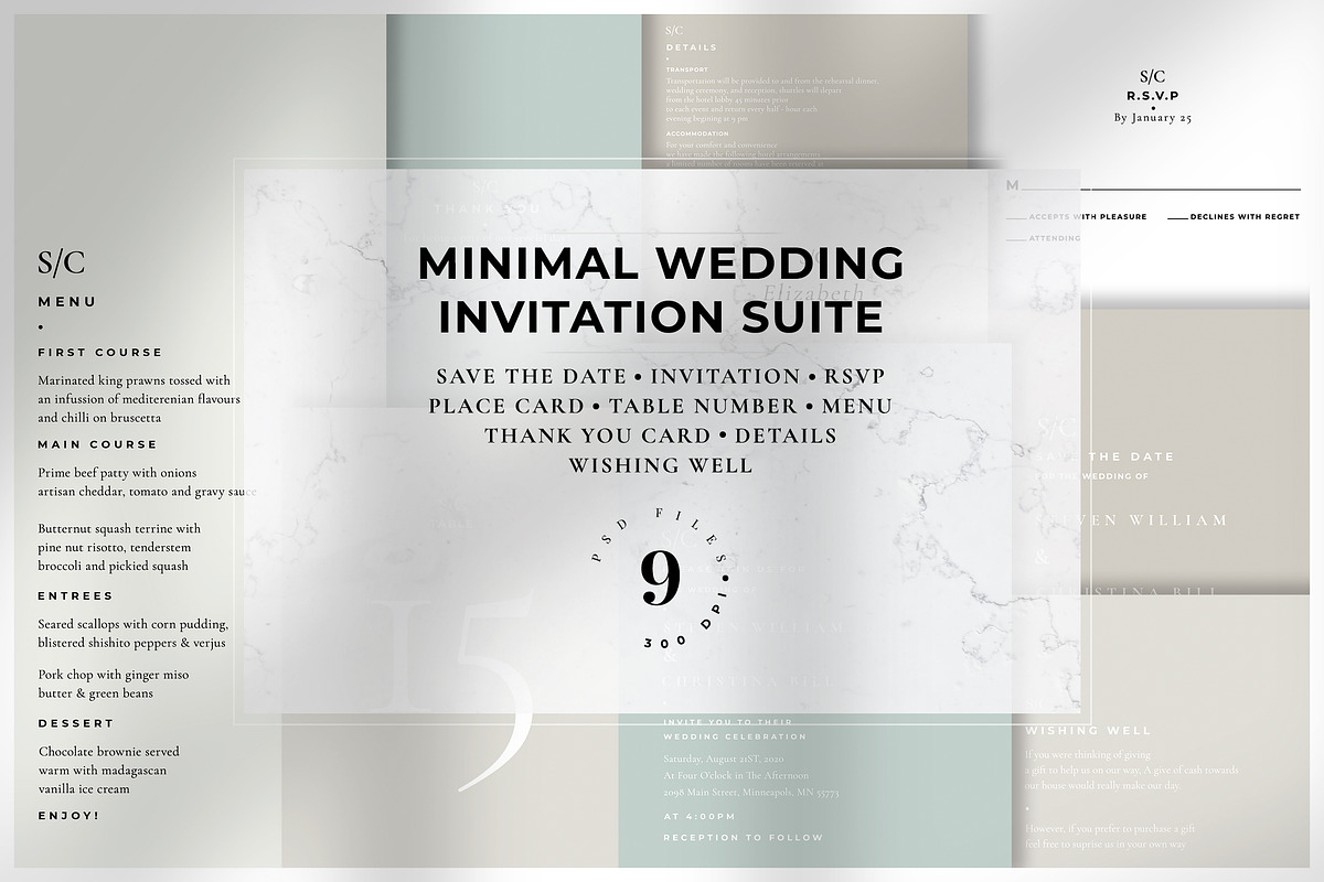 Minimal Wedding Invitation Suite in Wedding Templates - product preview 8