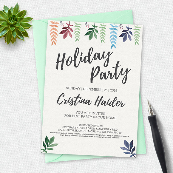 10 Christmas Party Invitation Cards in Invitation Templates - product preview 3