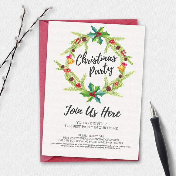 10 Christmas Party Invitation Cards in Invitation Templates - product preview 8
