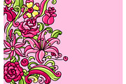 Background with roses and lilies.