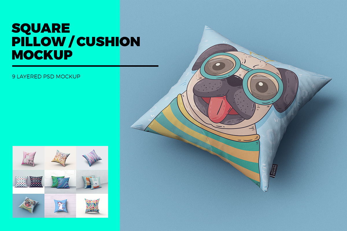 Square Pillow / Cushion MockUp in Product Mockups - product preview 8