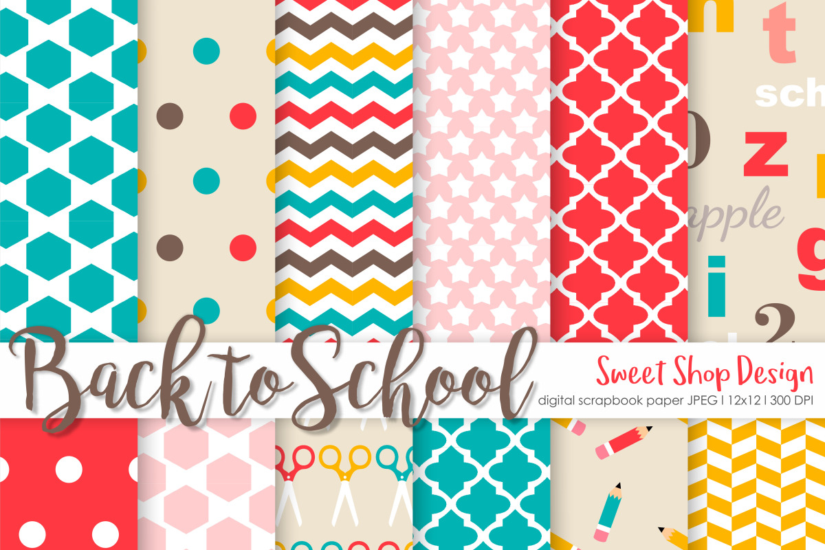Digital Paper Back To School Set 1 in Patterns - product preview 8