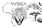 Leopard portrait on Africa map backg