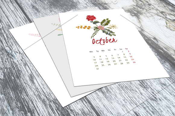 Fresh Flower Calendar for 2016. in Illustrations - product preview 3