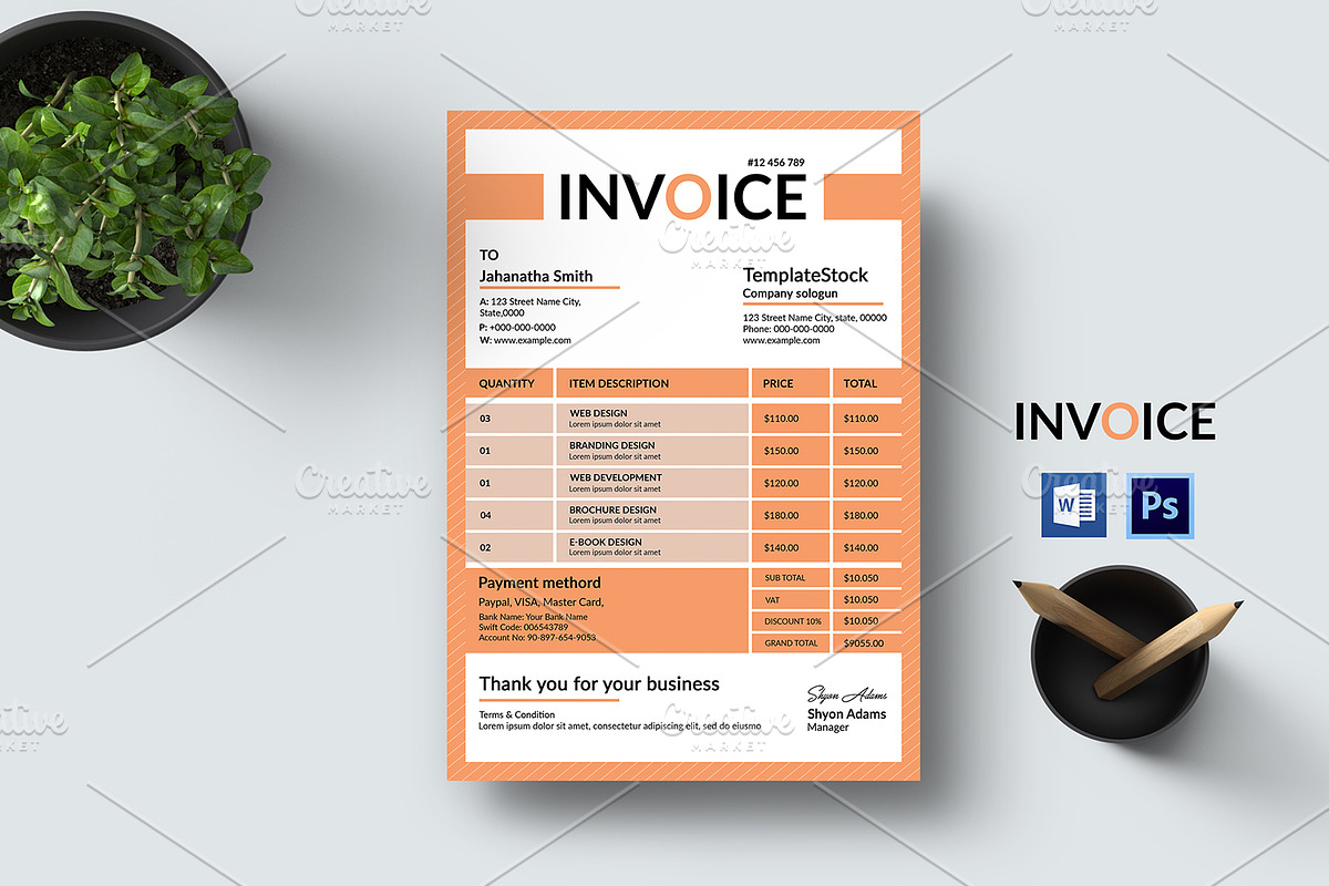 Invoice Template V19 in Stationery Templates - product preview 8