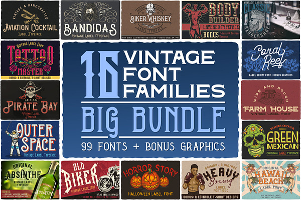 16 Font Families Bundle