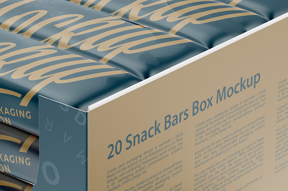 Snack Bars Box Mockup 20x80g in Product Mockups - product preview 10