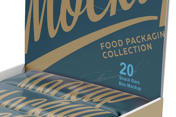 Snack Bars Box Mockup 20x80g in Product Mockups - product preview 12