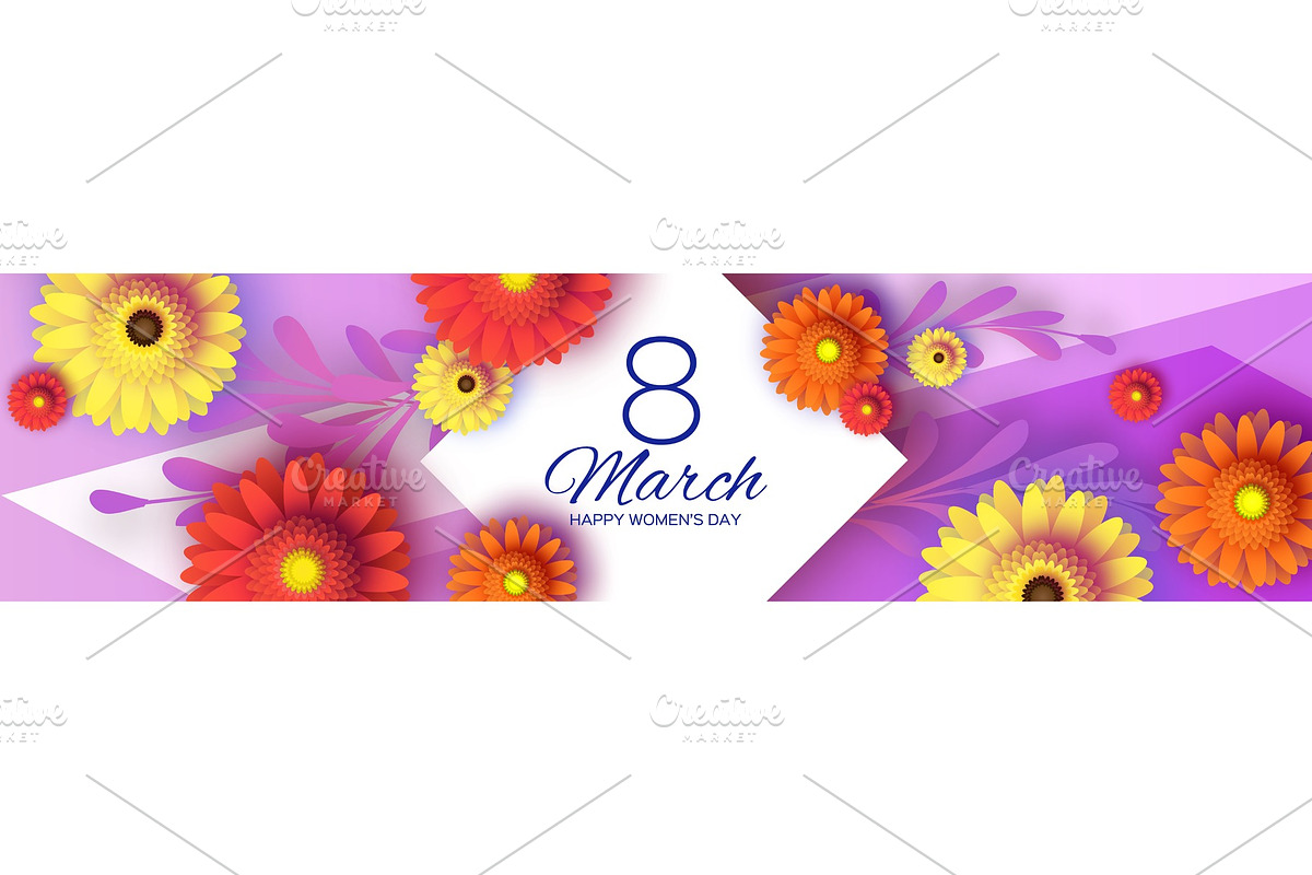 Beautiful Gerbera Flowers Banner in Illustrations - product preview 8
