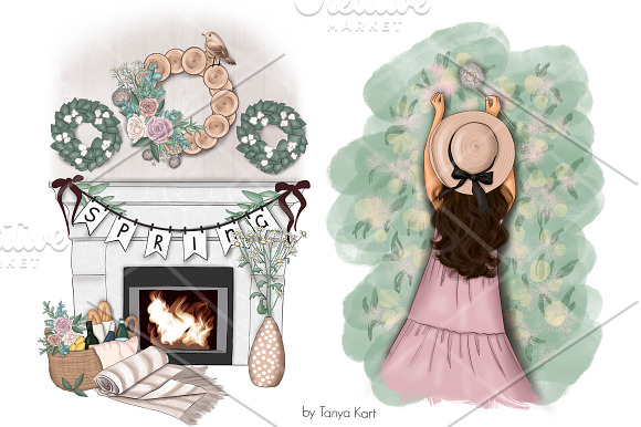 Think Spring Clipart & Patterns in Illustrations - product preview 3