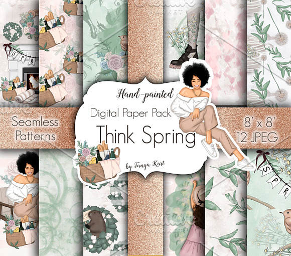 Think Spring Clipart & Patterns in Illustrations - product preview 7