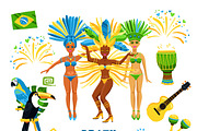 Brazil carnival icons set