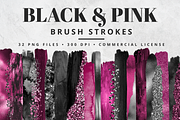 Black & Pink Brush Stroke Set