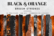 Black & Orange Brush Stroke Set