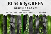 Black & Green Brush Stroke Set