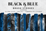 Black & Blue Brush Stroke Set