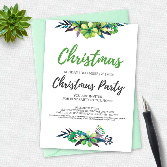 10 Merry Christmas Party Invitations in Card Templates - product preview 4