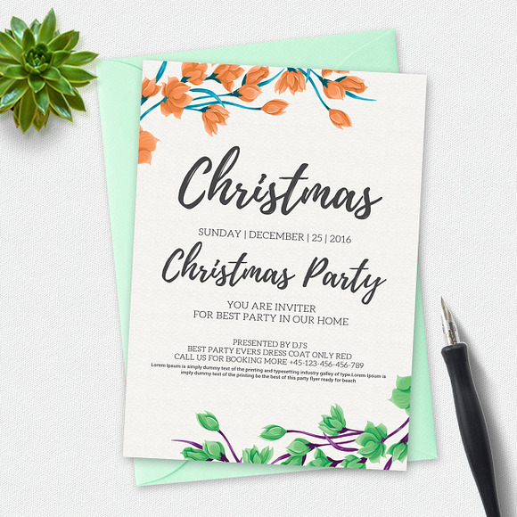 10 Merry Christmas Party Invitations in Card Templates - product preview 5