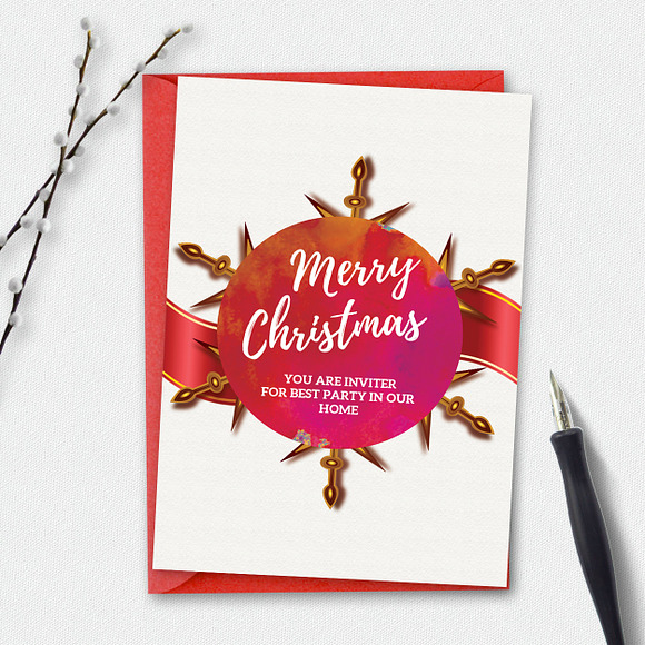 10 Merry Christmas Party Invitations in Card Templates - product preview 6