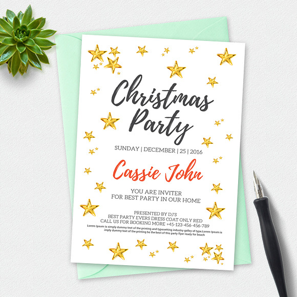10 Merry Christmas Party Invitations in Card Templates - product preview 9