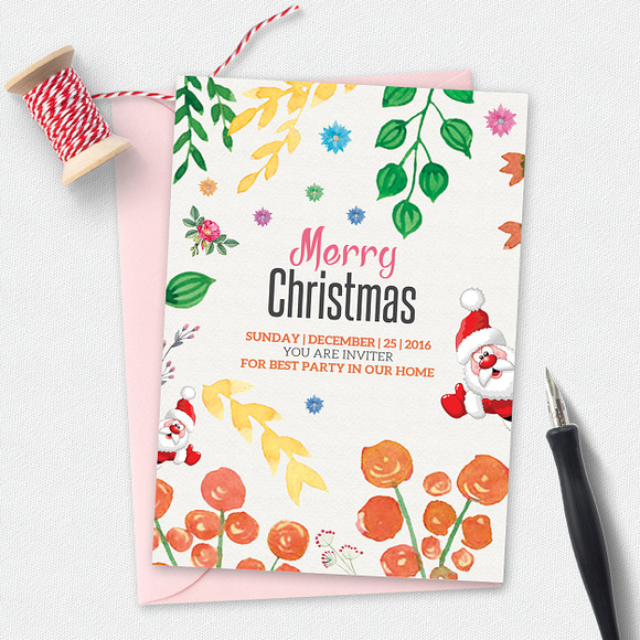 10 Merry Christmas Party Invitations in Card Templates - product preview 12