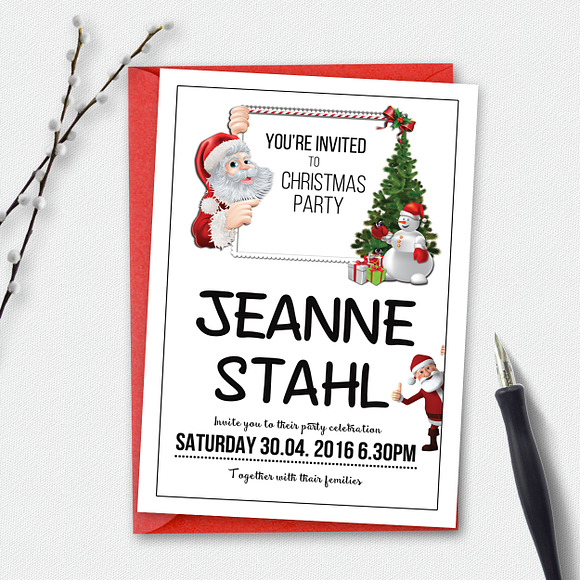 10 Christmas Party Invitation Cards in Card Templates - product preview 2