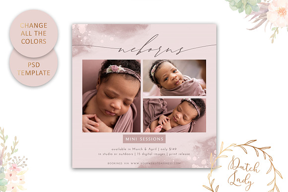 PSD Photo Session Card Template #52 in Card Templates - product preview 2