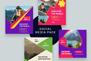 Travel social square banner template