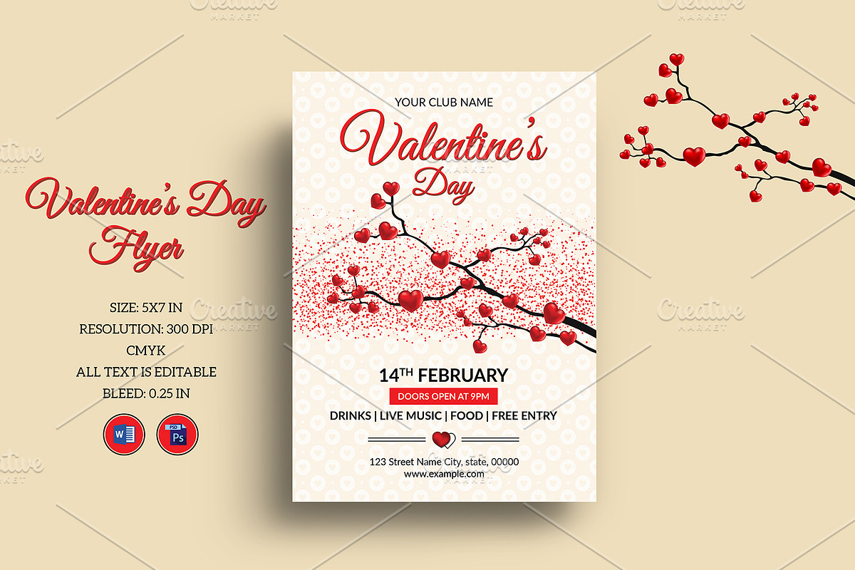 Valentines Day Party Flyer V1132 in Flyer Templates - product preview 8