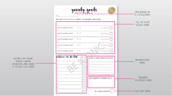 2020 Goals & Yearly Planner in Stationery Templates - product preview 6