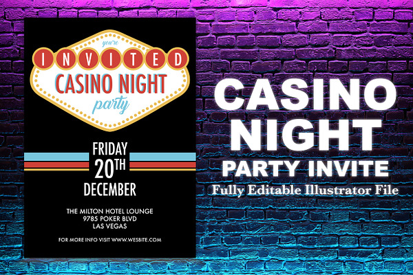 Retro Casino Night Party Invite