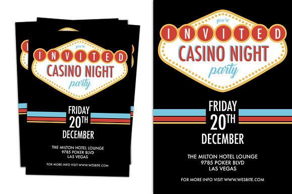Retro Casino Night Party Invite in Card Templates - product preview 1