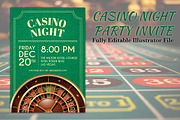 Green Casino Night Party Invite