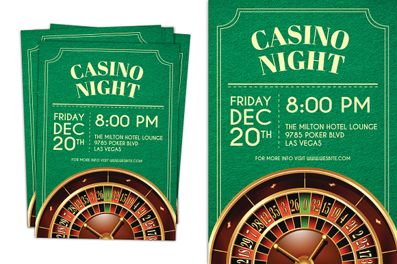 Green Casino Night Party Invite in Card Templates - product preview 1