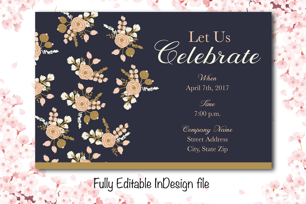 Elegant Floral Party Invite in Card Templates - product preview 8