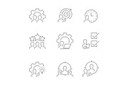 Management line icons on white