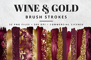 Wine & Gold Brush Stroke Set