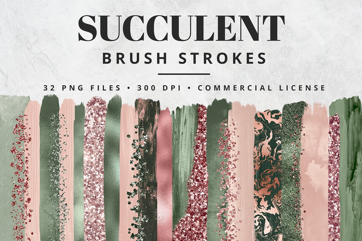 Succulent Brush Stroke Set in Objects - product preview 8