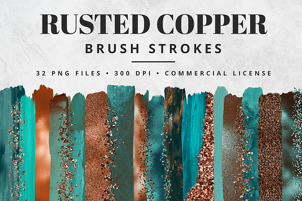 Rusted Copper Brush Stroke Set