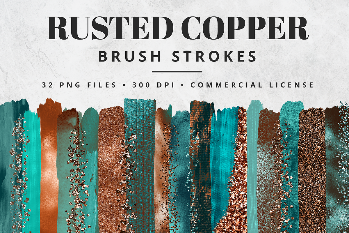 Rusted Copper Brush Stroke Set in Objects - product preview 8