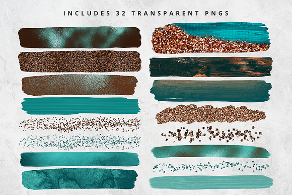 Rusted Copper Brush Stroke Set in Objects - product preview 1