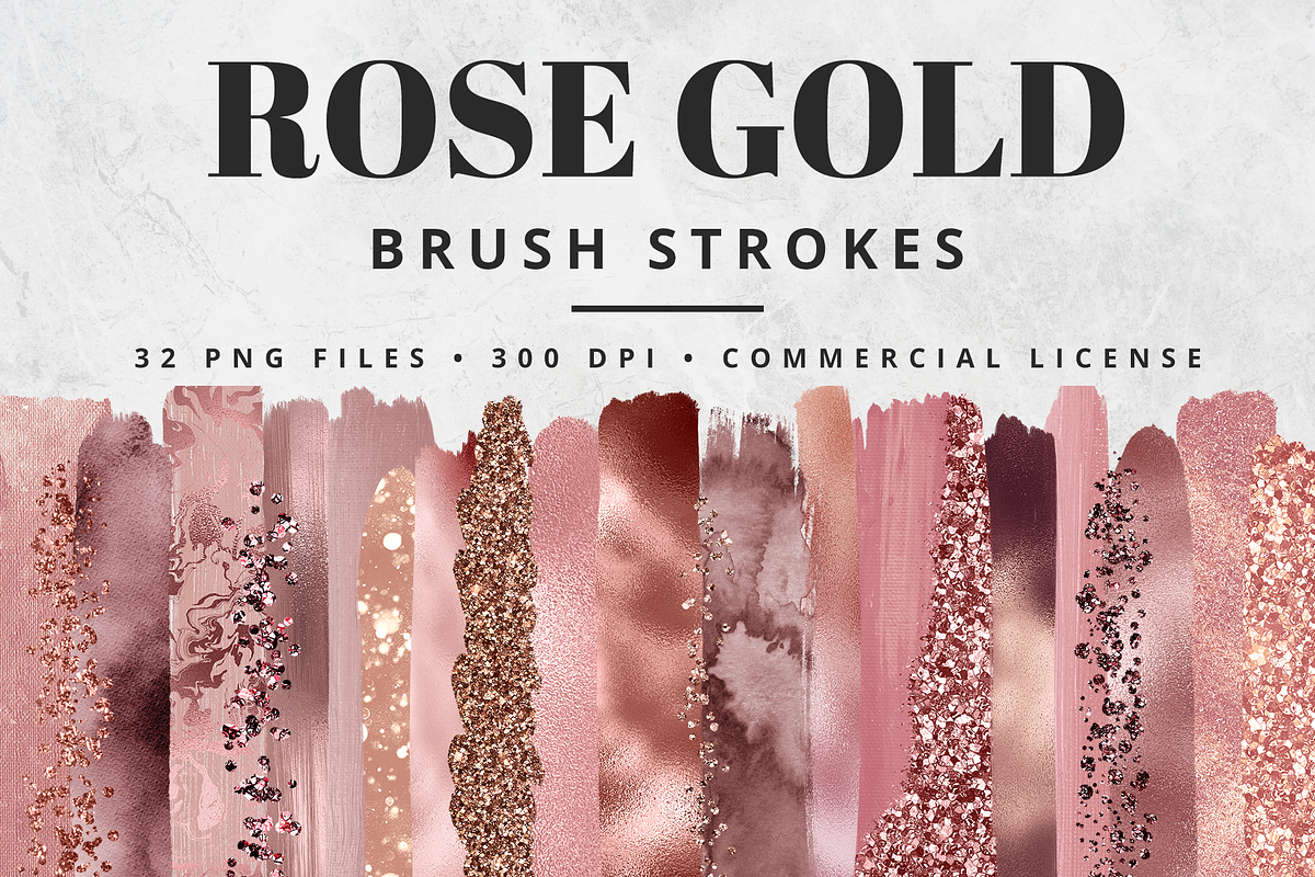 Rose Gold Brush Stroke Set in Objects - product preview 8