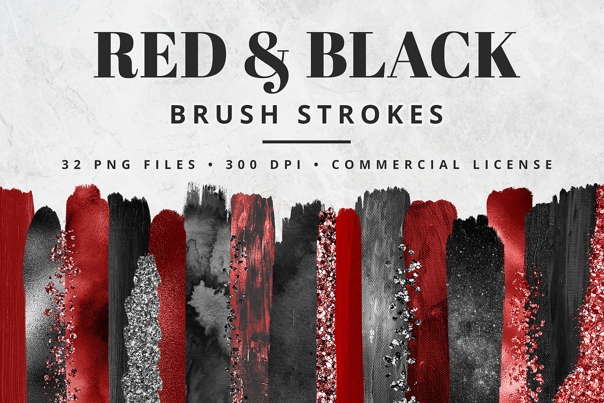 Red & Black Brush Stroke Set in Objects - product preview 8