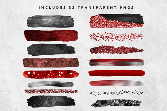 Red & Black Brush Stroke Set in Objects - product preview 2