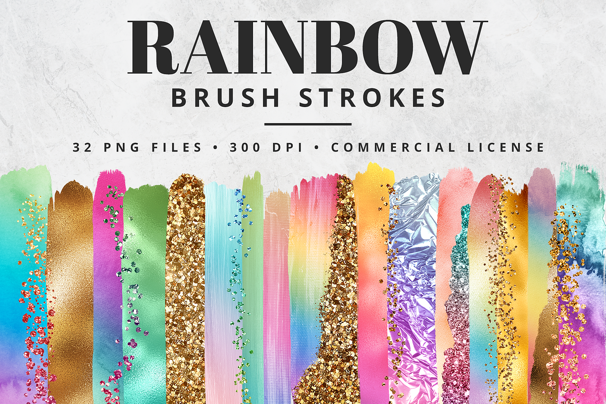 Rainbow Brush Stroke Set in Objects - product preview 8