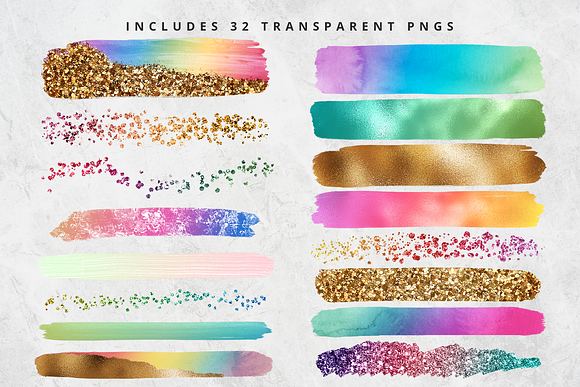Rainbow Brush Stroke Set in Objects - product preview 1