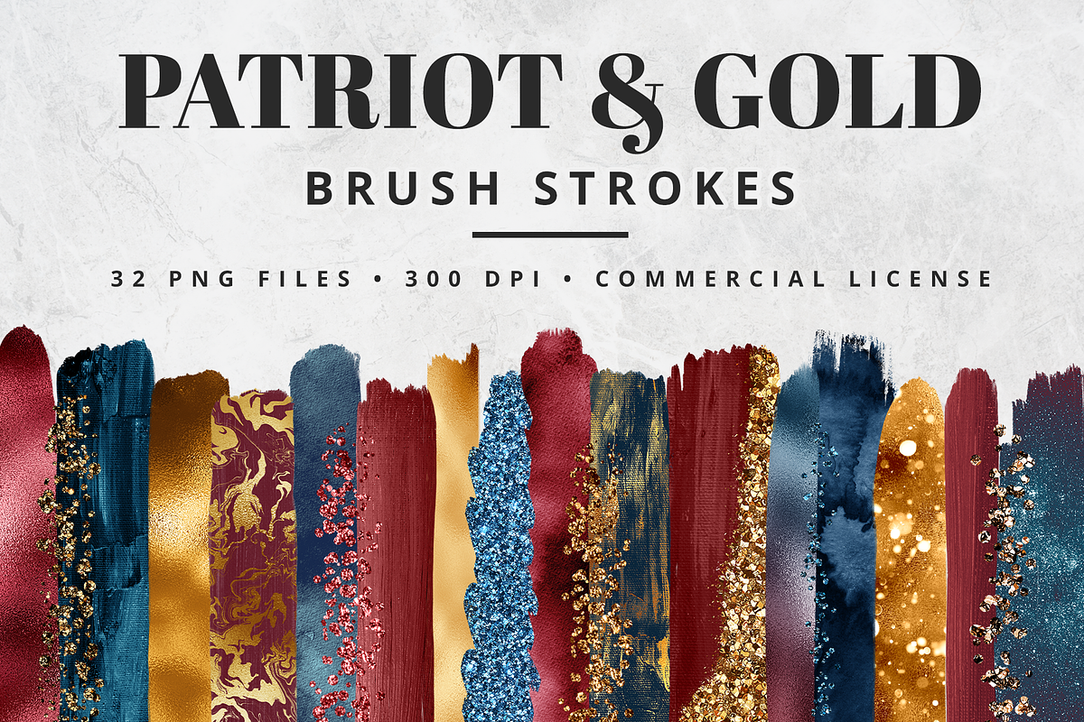 Patriot & Gold Brush Stroke Set in Objects - product preview 8