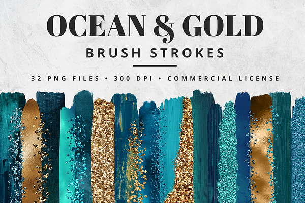 Ocean Gold Brush Stroke Set