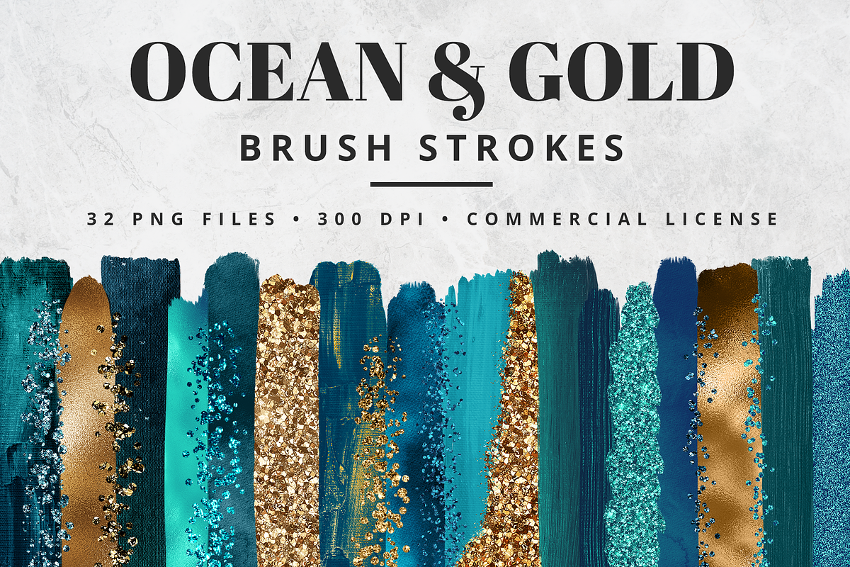 Ocean Gold Brush Stroke Set in Objects - product preview 8