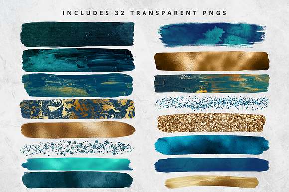 Ocean Gold Brush Stroke Set in Objects - product preview 1